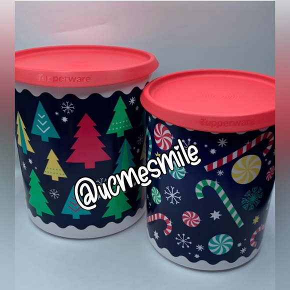Tupperware Holiday Christmas One Touch Canister Set - Picture 4 of 6